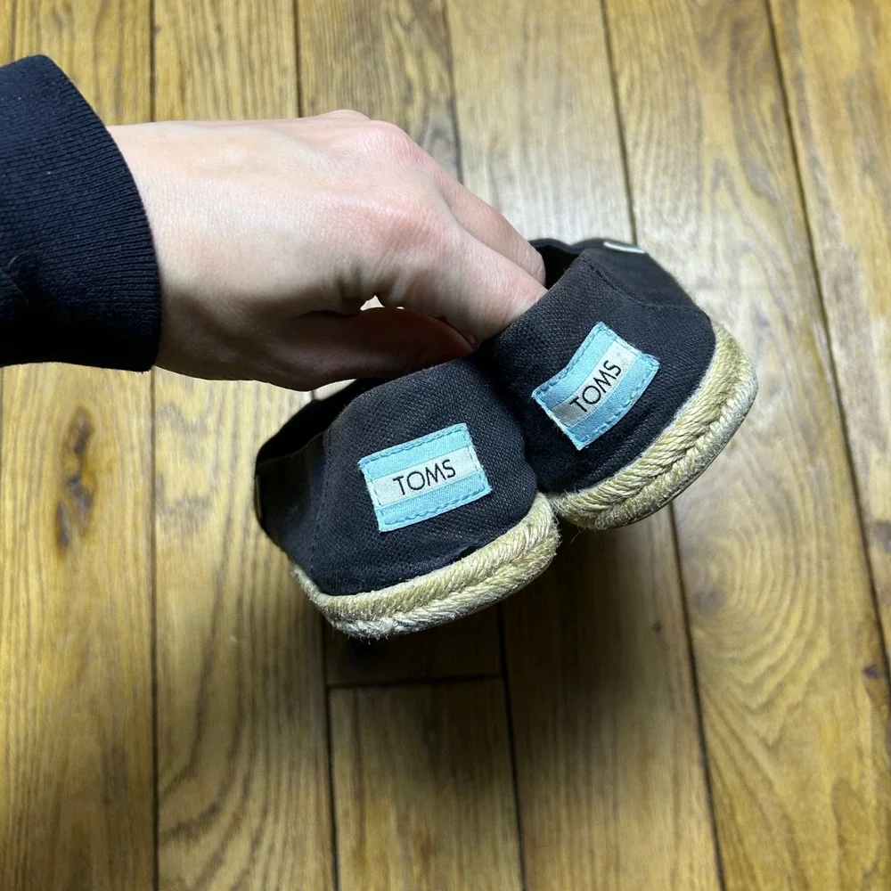 TOMS Alpargata Black Canvas Espadrille Slip On Flats Womens‎ 5